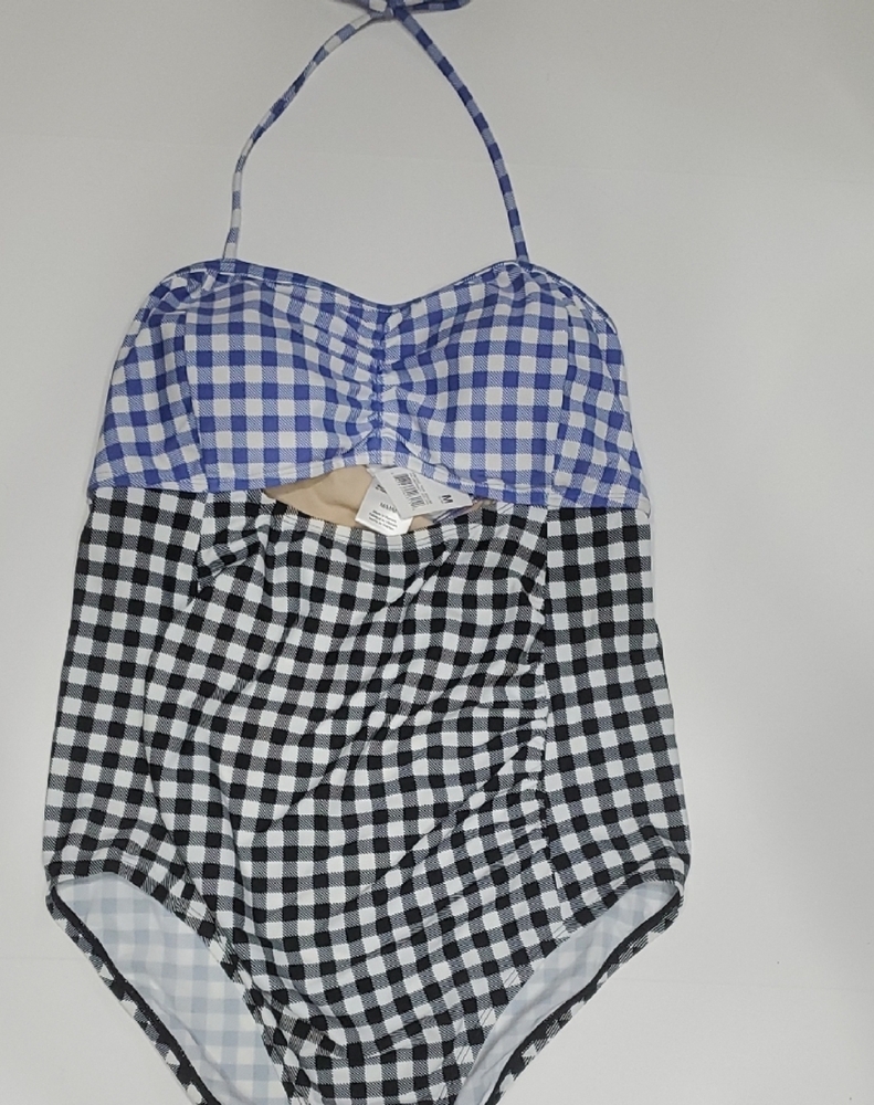 Motherhood Maternity Blue and Black One Piece Swimsuit